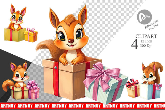 Squirrel Clipart Gift Sublimation artnoy 