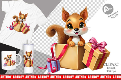 Squirrel Clipart Gift Sublimation artnoy 