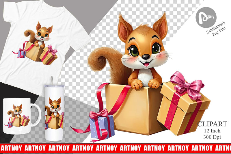 Squirrel Clipart Gift Sublimation artnoy 
