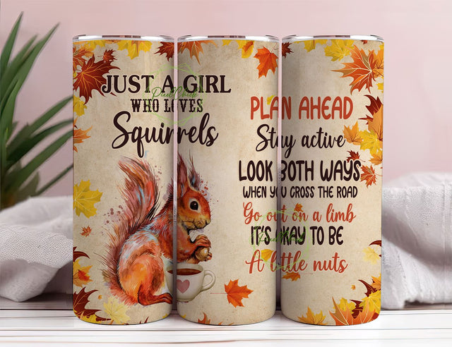 Squirrel Coffee Tumbler 20 Oz Double Walled Stainless Steel Squirrels Whisperer Mug Sublimation PixelChick 