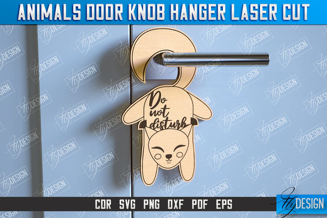 Squirrel Door Knob Hanger | Children's Room | Door Sign | Baby Animals | CNC File SVG Fly Design 