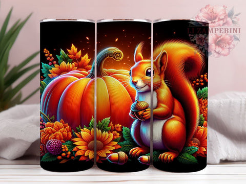 Squirrel Fall 20oz Tumbler Wrap PNG, Baby Squirrel Country Tumbler PNG Sublimation Design, Straight & Tapered Tumbler Wrap, Instant Digital Download Sublimation Li Zamperini 