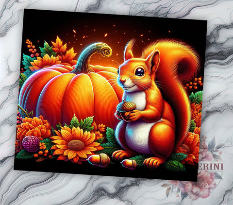 Squirrel Fall 20oz Tumbler Wrap PNG, Baby Squirrel Country Tumbler PNG Sublimation Design, Straight & Tapered Tumbler Wrap, Instant Digital Download Sublimation Li Zamperini 