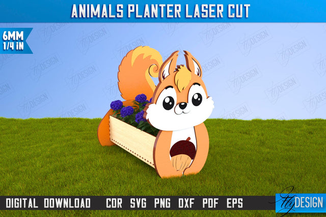 Squirrel Flower Stand Laser Cut | Garden Design | Home Decor | Flower Holder | CNC File SVG Fly Design 