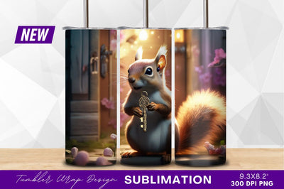 Squirrel holding a golden key near door Sublimation Regulrcrative 
