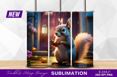 Squirrel holding a key on doorstep tumbler png Sublimation Regulrcrative 