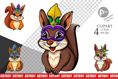 Squirrel Mardi Gras Clipart Sublimation artnoy 