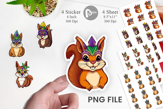 Squirrel Mardi Gras Vol 2 Sticker Sublimation artnoy 
