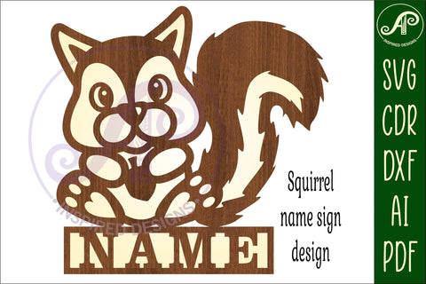 Squirrel name sign svg laser cut template SVG APInspireddesigns 
