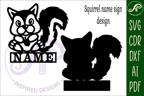 Squirrel name sign svg laser cut template SVG APInspireddesigns 