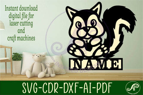 Squirrel name sign svg laser cut template SVG APInspireddesigns 