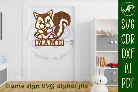 Squirrel name sign svg laser cut template SVG APInspireddesigns 