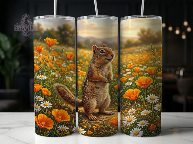 Squirrel Poppy Daisy 20oz Tumbler, Squirrel Poppy, Poppy Daisy, Squirrel Tumbler, 20oz Tumbler, Daisy Tumbler, Poppy Tumbler, Tumbler Wrap Sublimation SvggirlplusArt 