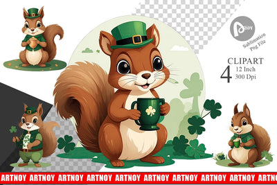 Squirrel St. Patrick Clipart Sublimation artnoy 
