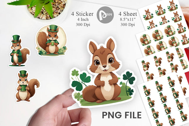 Squirrel St. Patrick Sticker Sublimation artnoy 