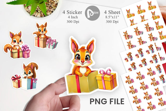 Squirrel Sticker Gift Sublimation artnoy 