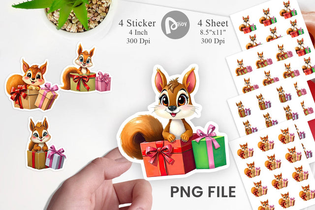 Squirrel Sticker Gift Sublimation artnoy 