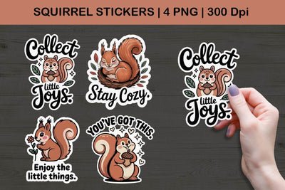 Squirrel Stickers | Cute Cozy Woodland Squirrel PNG Set Sublimation Paper Switch 