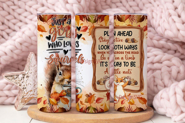 Squirrel Tumbler Just A Girl Who Loves Squirrels 20 oz Skinny Tumbler Sublimation Design Digital Download PNG Sublimation DesignSVG 