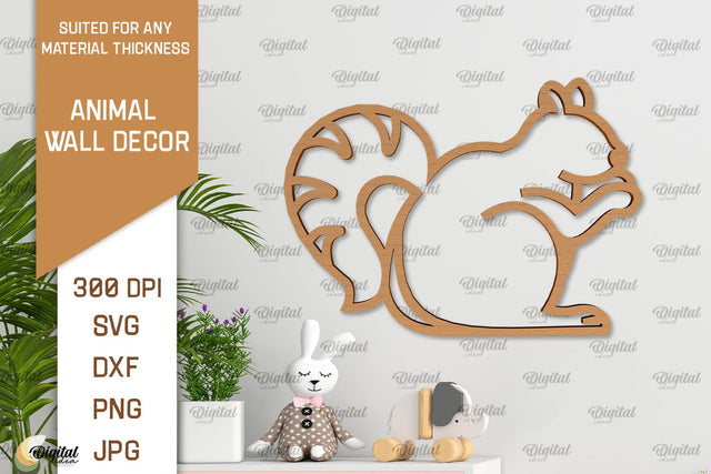 Squirrel Wall Decor Laser Cut. Baby Animals Wall Art SVG SVG Evgenyia Guschina 