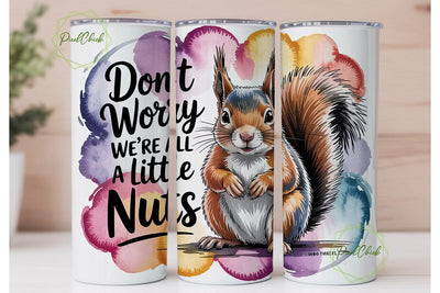 Squirrel Watercolor 20oz Tumbler Wrap Sublimation PixelChick 