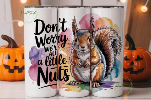 Squirrel Watercolor 20oz Tumbler Wrap Sublimation PixelChick 