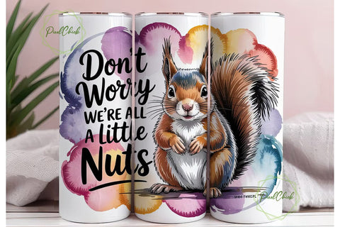 Squirrel Watercolor 20oz Tumbler Wrap Sublimation PixelChick 