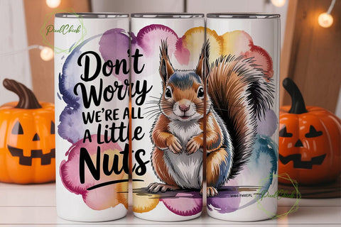 Squirrel Watercolor 20oz Tumbler Wrap Sublimation PixelChick 