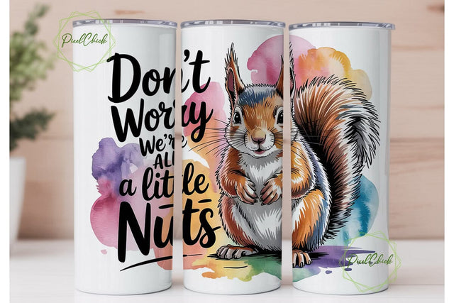 Squirrel Watercolor 20oz Tumbler Wrap Sublimation PixelChick 
