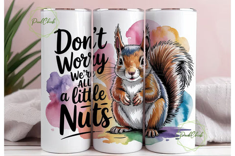 Squirrel Watercolor 20oz Tumbler Wrap Sublimation PixelChick 