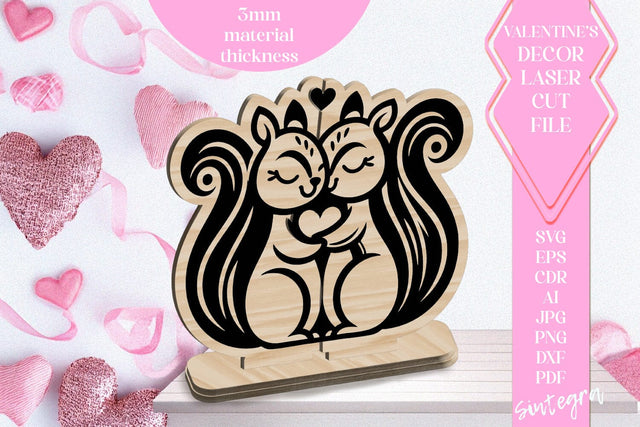 Squirrels Love Valentine Ornament Laser Cut SVG v1 SVG Sintegra 