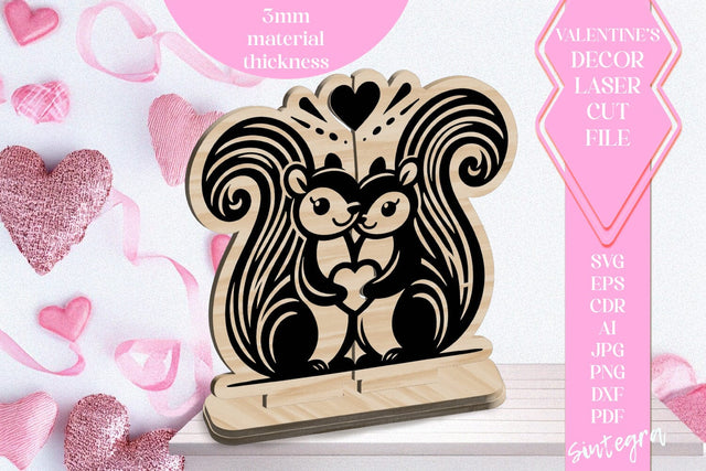 Squirrels Love Valentine Ornament Laser Cut SVG v2 SVG Sintegra 