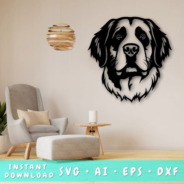 St. Bernard Laser SVG Cut File, Saint Bernard Glowforge File, St. Bernard DXF, St. Bernard Wall Art SVG SVG HappyDesignStudio 