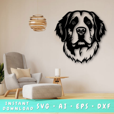 St. Bernard Laser SVG Cut File, Saint Bernard Glowforge File, St. Bernard DXF, St. Bernard Wall Art SVG SVG HappyDesignStudio 