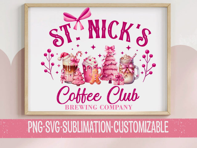 St. Nick's Coffee Club SVG | Christmas Beverage Design | Holiday Cafe SVG for Cricut & Silhouette SVG YaySportsandSuch 