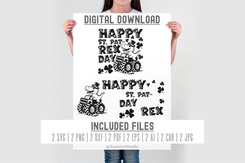 St. Pat-Rex Day SVG | T-Rex Monster Truck St. Patrick’s Day SVG TonisArtStudio 
