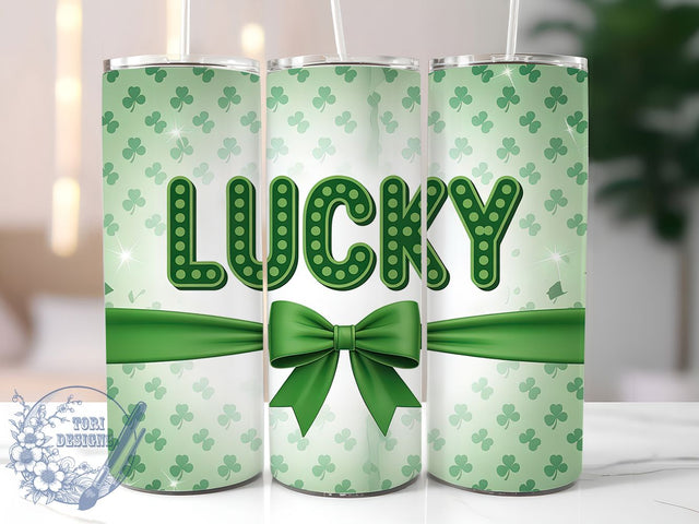 St Patrick Coquette Lucky Bow Tumbler, Coquette Style, Lucky Theme, Coquette Bow, Sublimation Art, 20oz Tumbler, Festive Wrap Sublimation ToriDesigns 