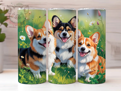St Patrick Corgi Dog Tumbler, Corgi Dog, Dog Mom, Holiday Theme, Whimsical Art, 20Oz Tumbler, Sublimation Wrap Sublimation Lara' s Designs 