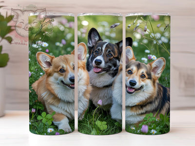 St Patrick Corgi Dog Tumbler, Corgi Dog, Dog Mom, Holiday Theme, Whimsical Art, 20Oz Tumbler, Sublimation Wrap Sublimation Lara' s Designs 