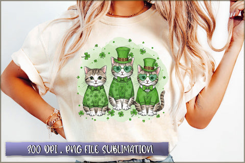 St Patrick Day Cats in Hat PNG Sublimation Shetara Begum 