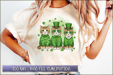 St Patrick Day Cats in Hat PNG Sublimation Shetara Begum 