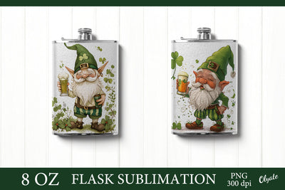 St Patrick Gnome. Flask PNG. Drinking Gnome Sublimation Olga Terlyanskaya 