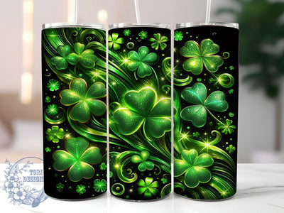 St Patrick Shamrock Lucky Tumbler, Shamrock Design, Green Theme, Sublimation Art, 20oz Tumbler, Festive Wrap, Lucky Pattern Sublimation ToriDesigns 