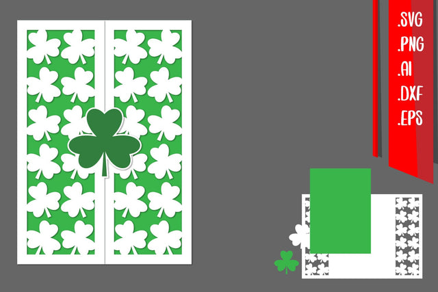 St Patrick Trifold Pocket card SVG zafrans studio 