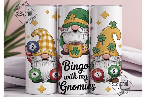 St. Patrick's Bingo Gnomes 20oz Tumbler Sublimation sassyprint 