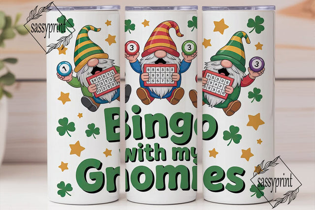 St. Patrick's Bingo Gnomes 20oz Tumbler Sublimation sassyprint 