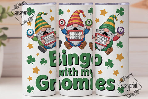 St. Patrick's Bingo Gnomes 20oz Tumbler Sublimation sassyprint 