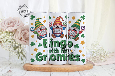 St. Patrick's Bingo Gnomes 20oz Tumbler Sublimation sassyprint 