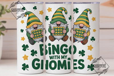 St. Patrick's Bingo Gnomes 20oz Tumbler Sublimation sassyprint 