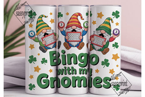 St. Patrick's Bingo Gnomes 20oz Tumbler Sublimation sassyprint 